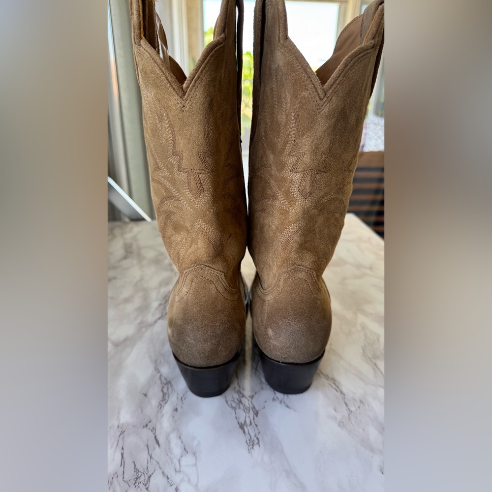 Tecovas The Sadie Toasted Almond Suede Cowboy Boots Tan Women’s 10 NWOT - Picture 6 of 14